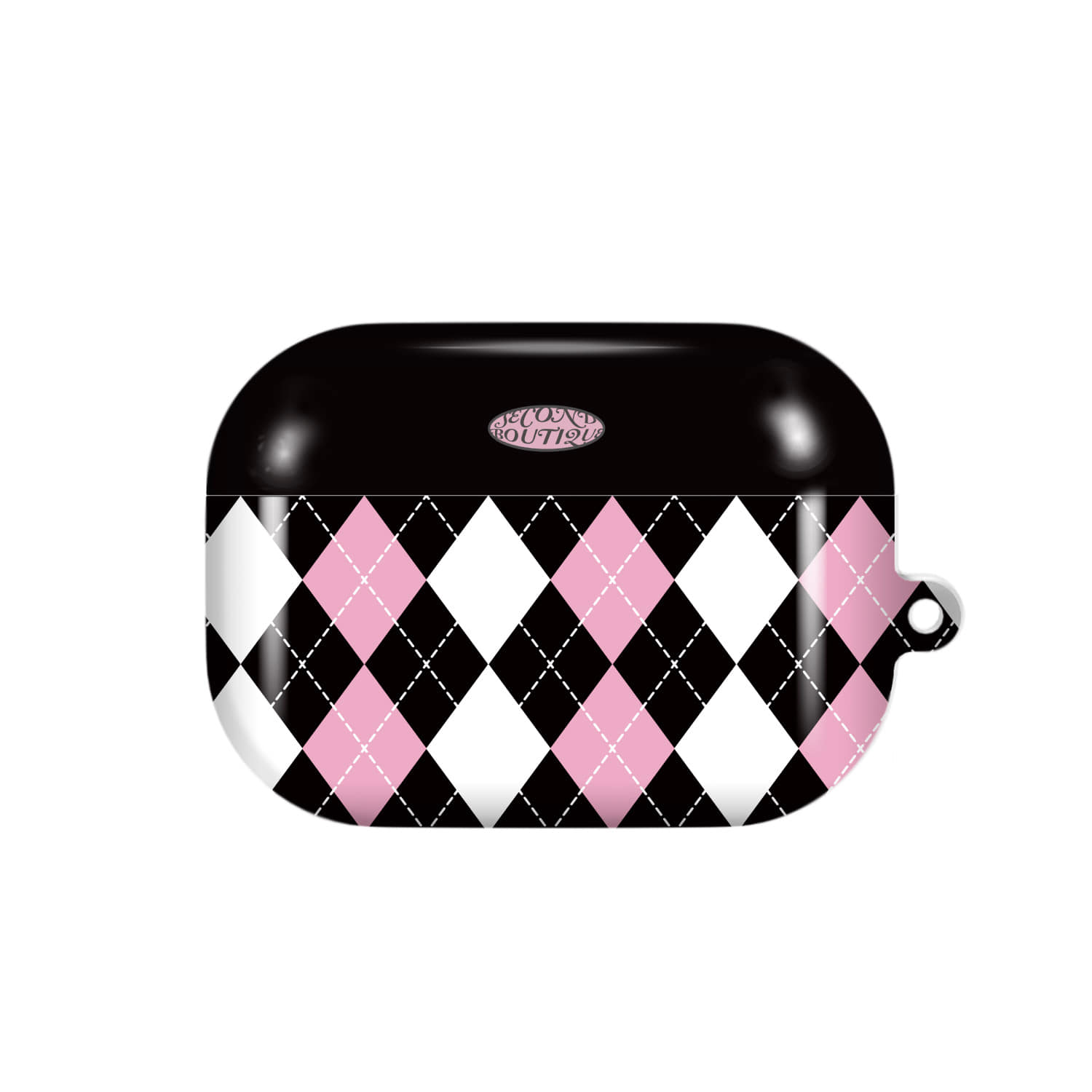 [airpods case] Black pink Argyle pattern airpodscase