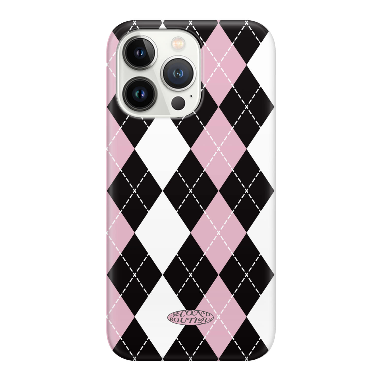 [hardcase] Black pink Argyle pattern hardcase